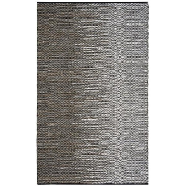 Flowers First 5 x 8 ft. Vintage Leather Hand Woven Rug, Light Grey & Grey - Medium Rectangle FL1885077